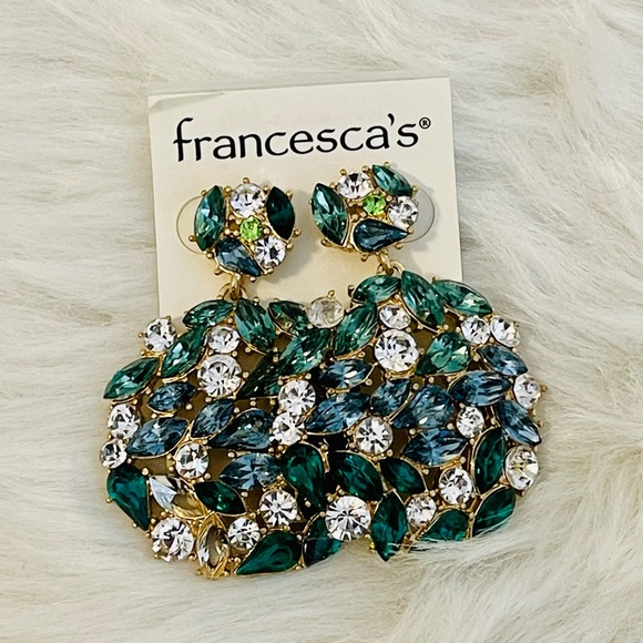 Francesca’s Earrings Blue and Emerald Green New - Picture 3 of 6